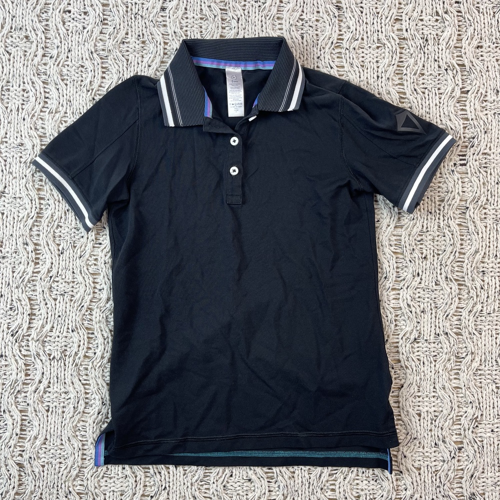 Ivivva Polo Shirt Kids 8 Black Two-Button Placket Side Vents At Hem Top